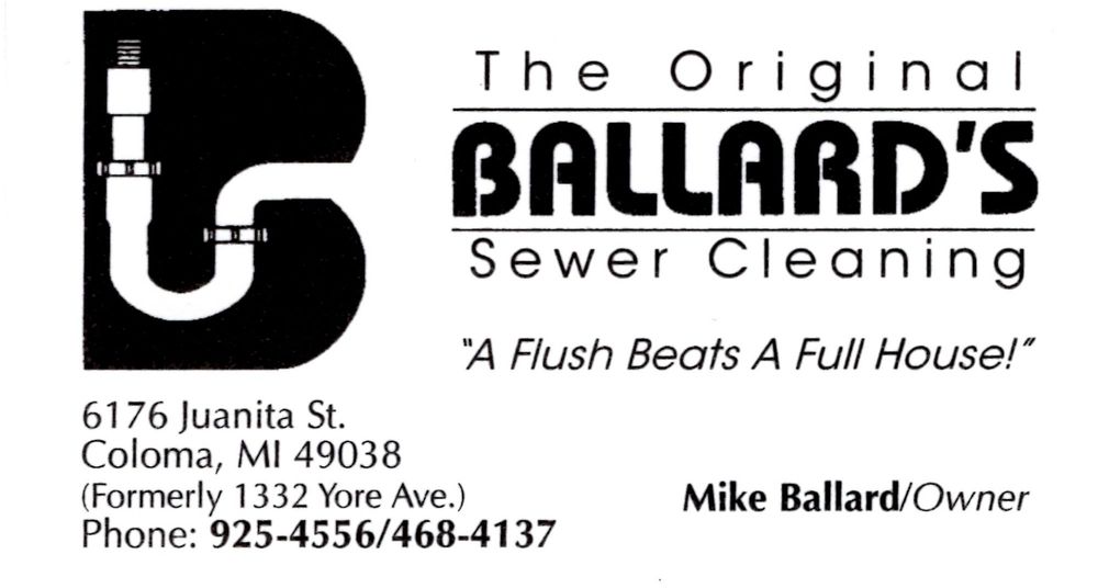 Ballard A1 Sewer Cleaning 6176 Juanita St, Coloma Michigan 49038