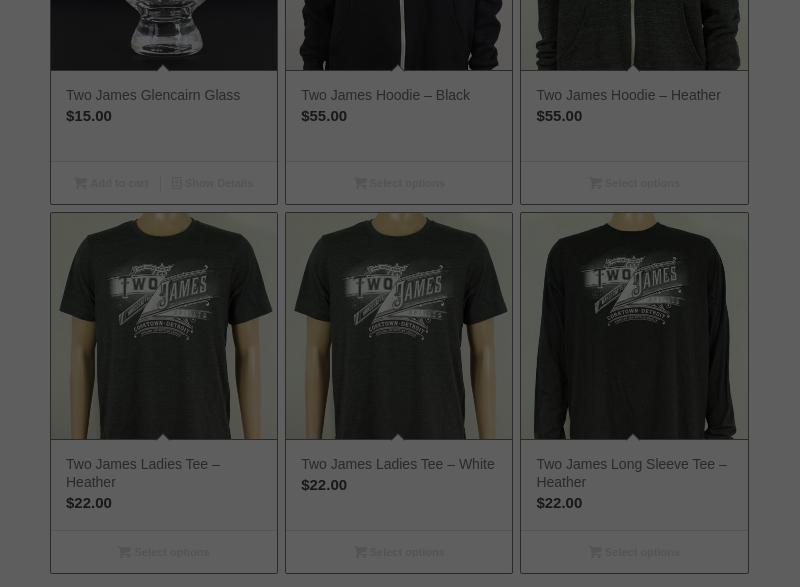 Two James Spirits Menu