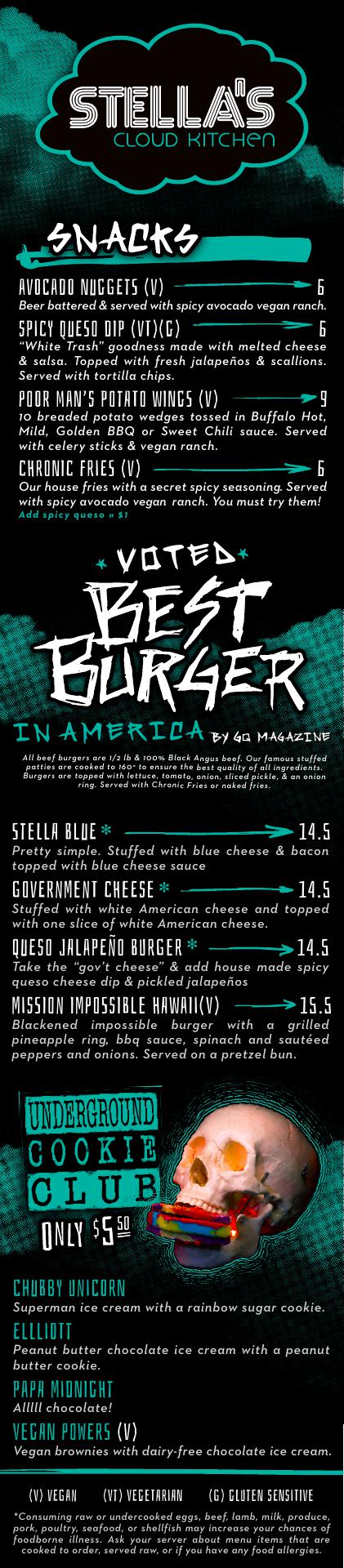 Stella's Cloud Kitchen - Detroit Menu