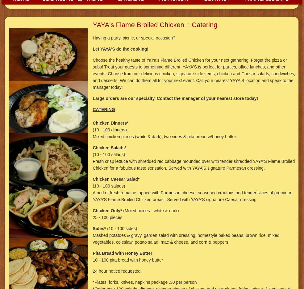 Nutrition at YaYas Menu