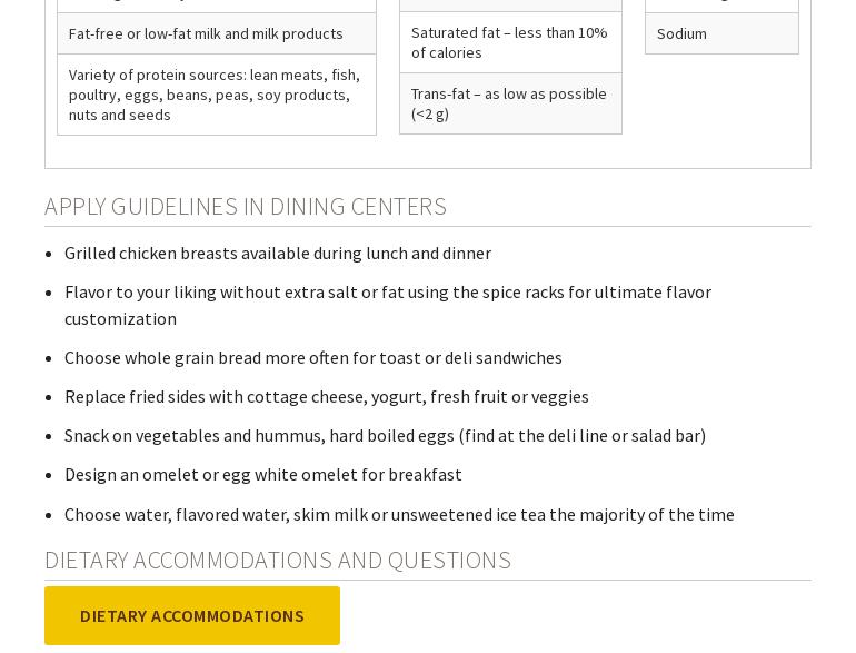 Hoekje/Bigelow Dining Center Menu