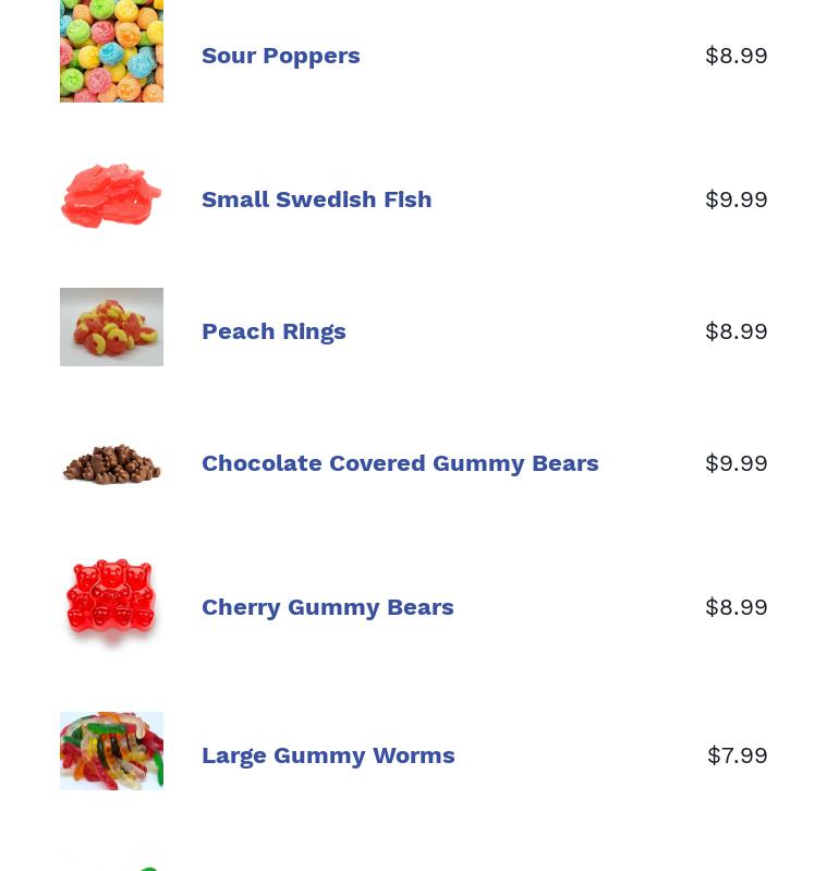 Pops sweets an treats Menu
