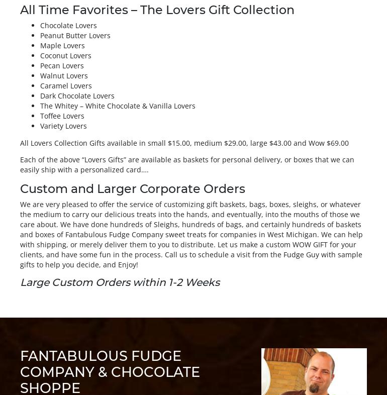 Fantabulous Fudge Menu