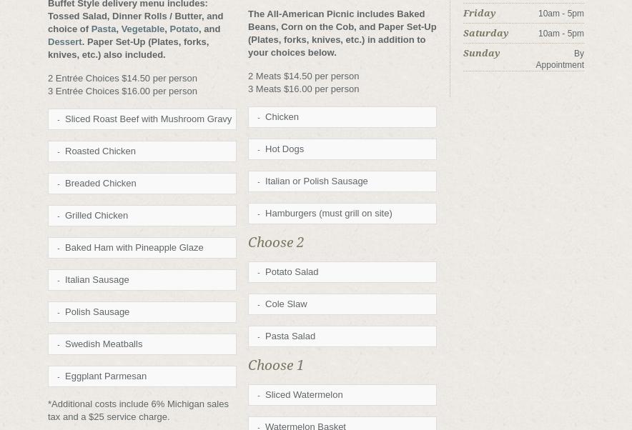 River Crest Menu
