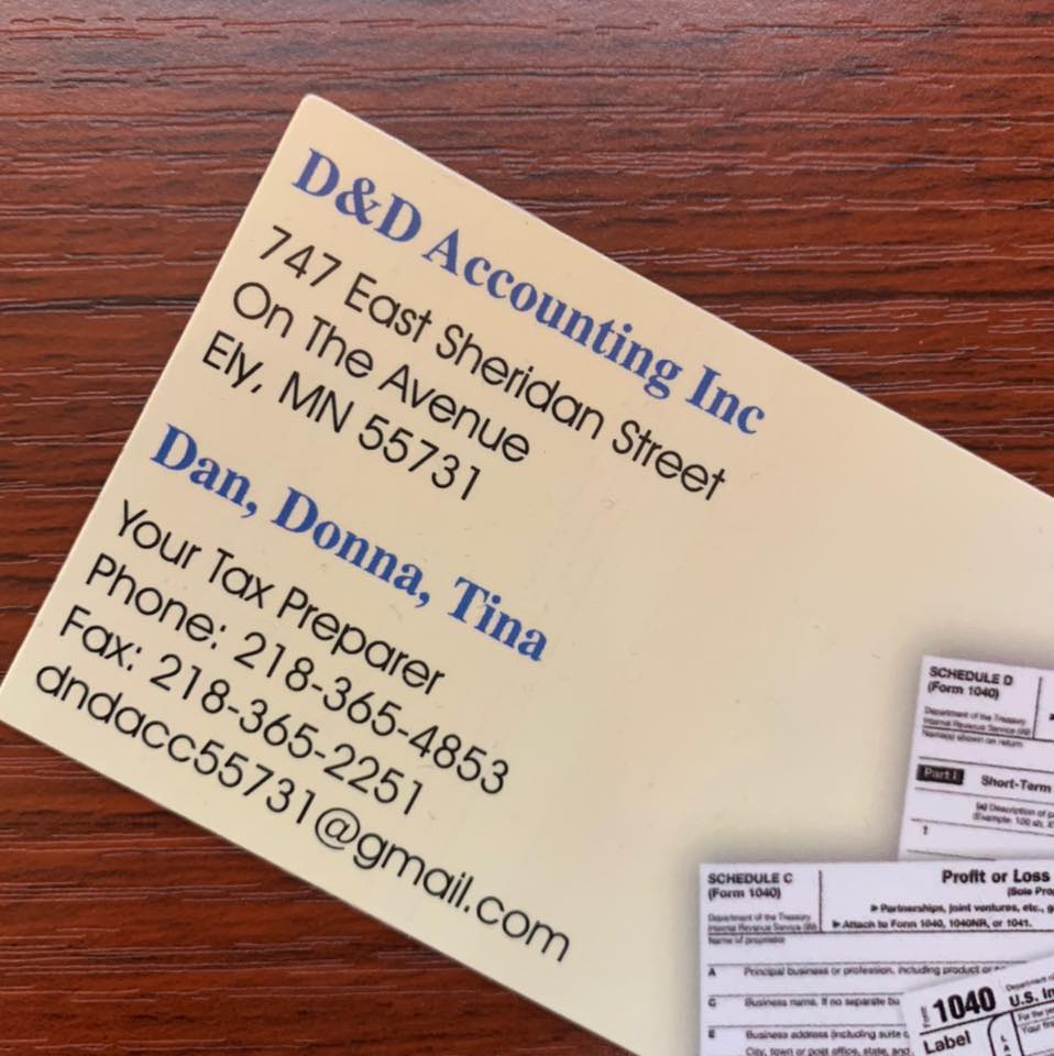 D & D Accounting 747 E Sheridan St, Ely Minnesota 55731