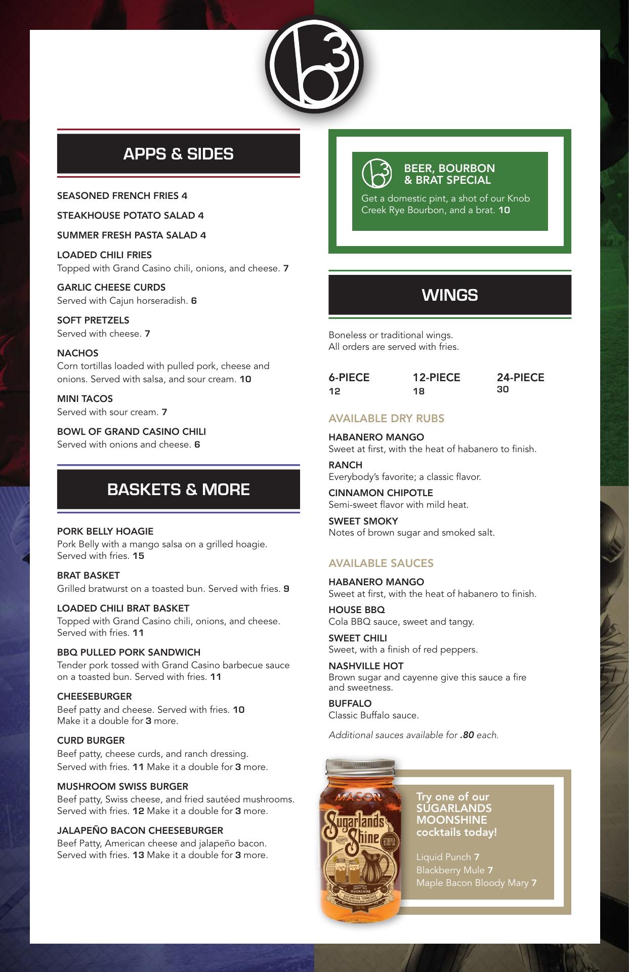Brand Burger Bar Menu