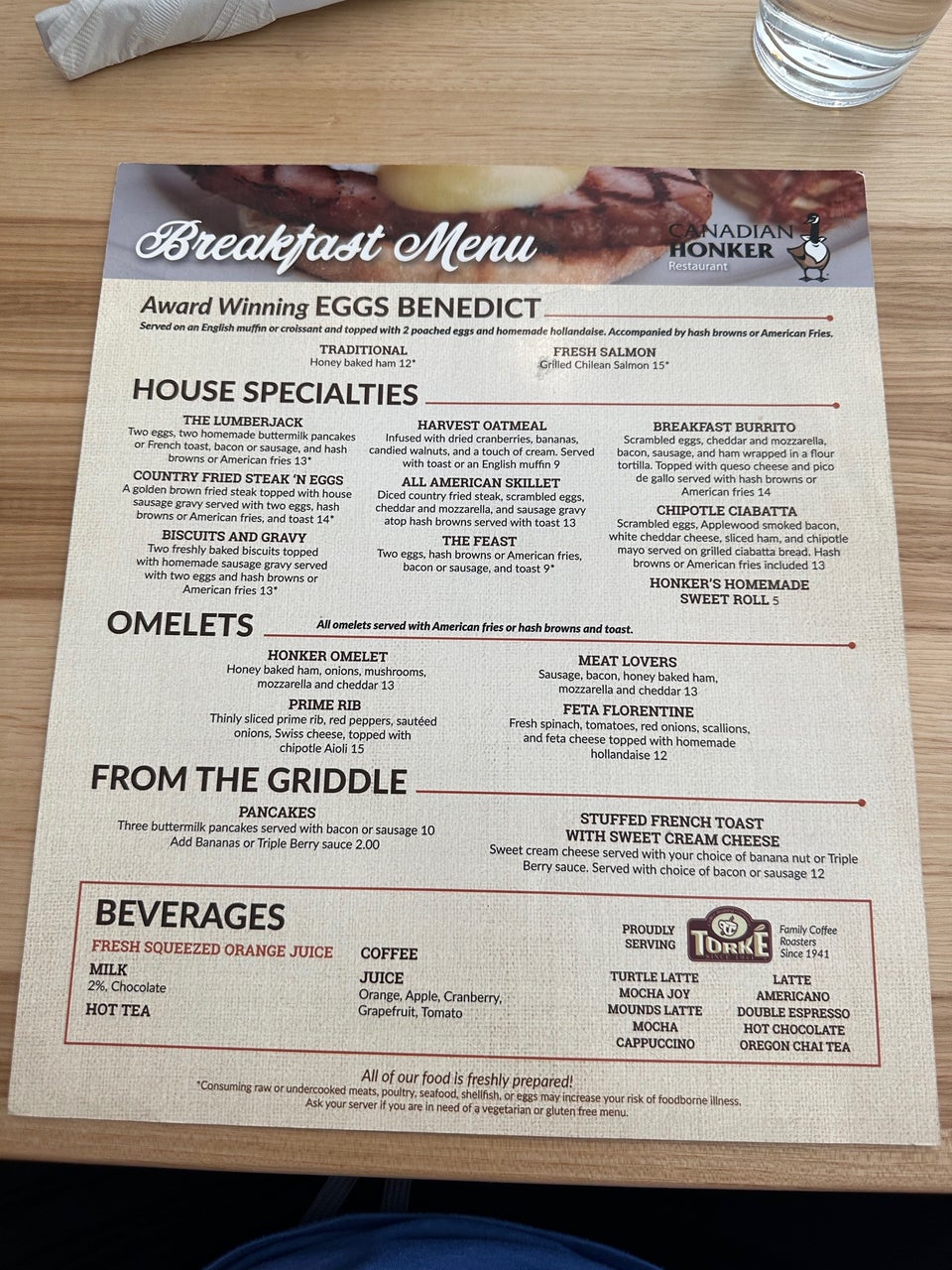 Parking for Canadian Honker Menu