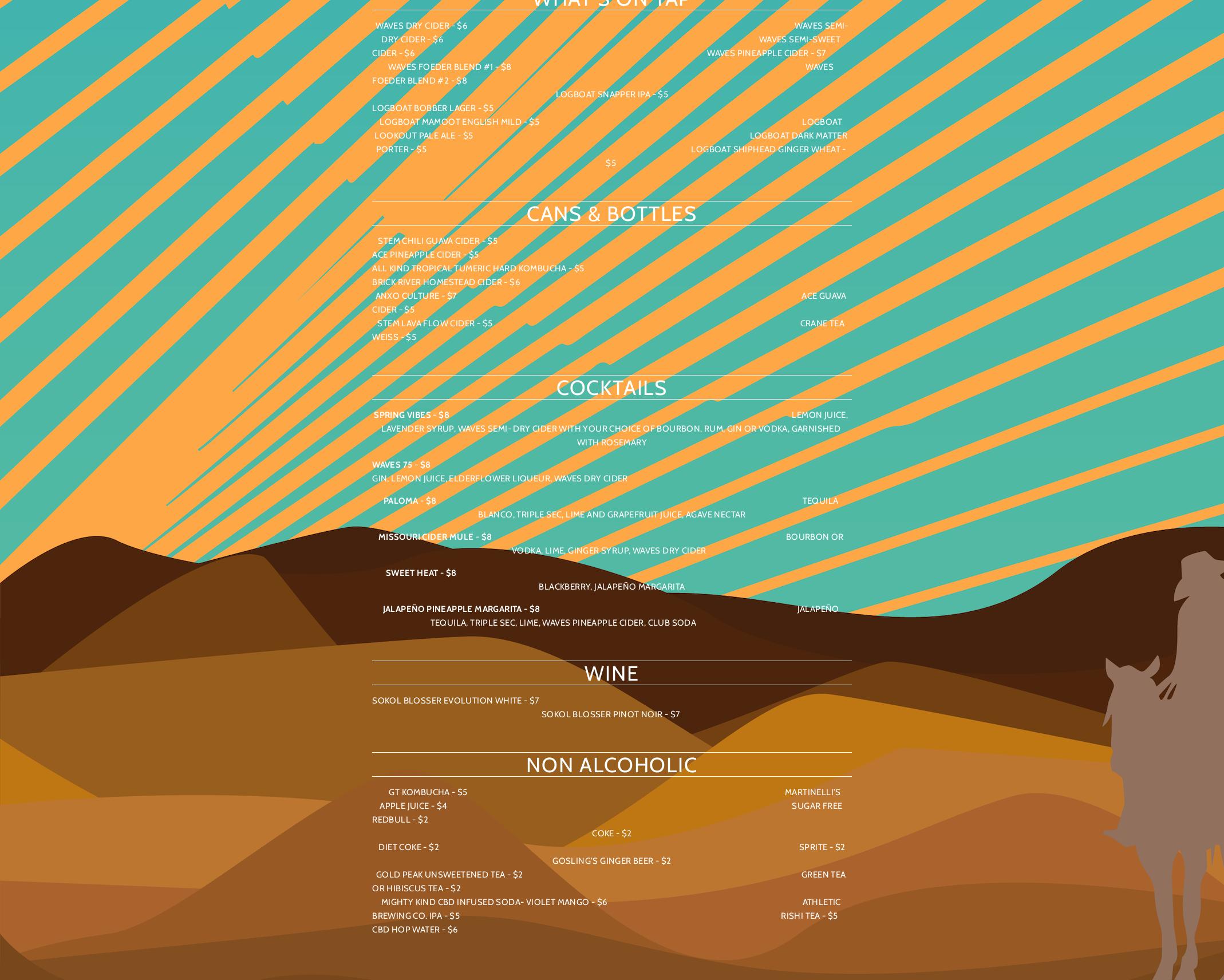 Waves Cider Co. Menu