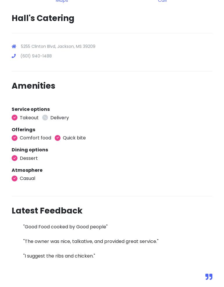 Hall's Catering Menu