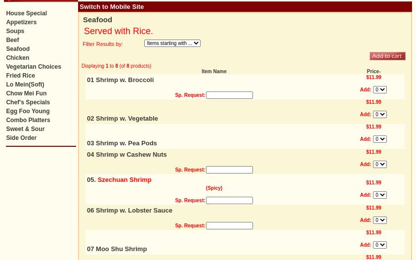 New China Royal West Point Menu