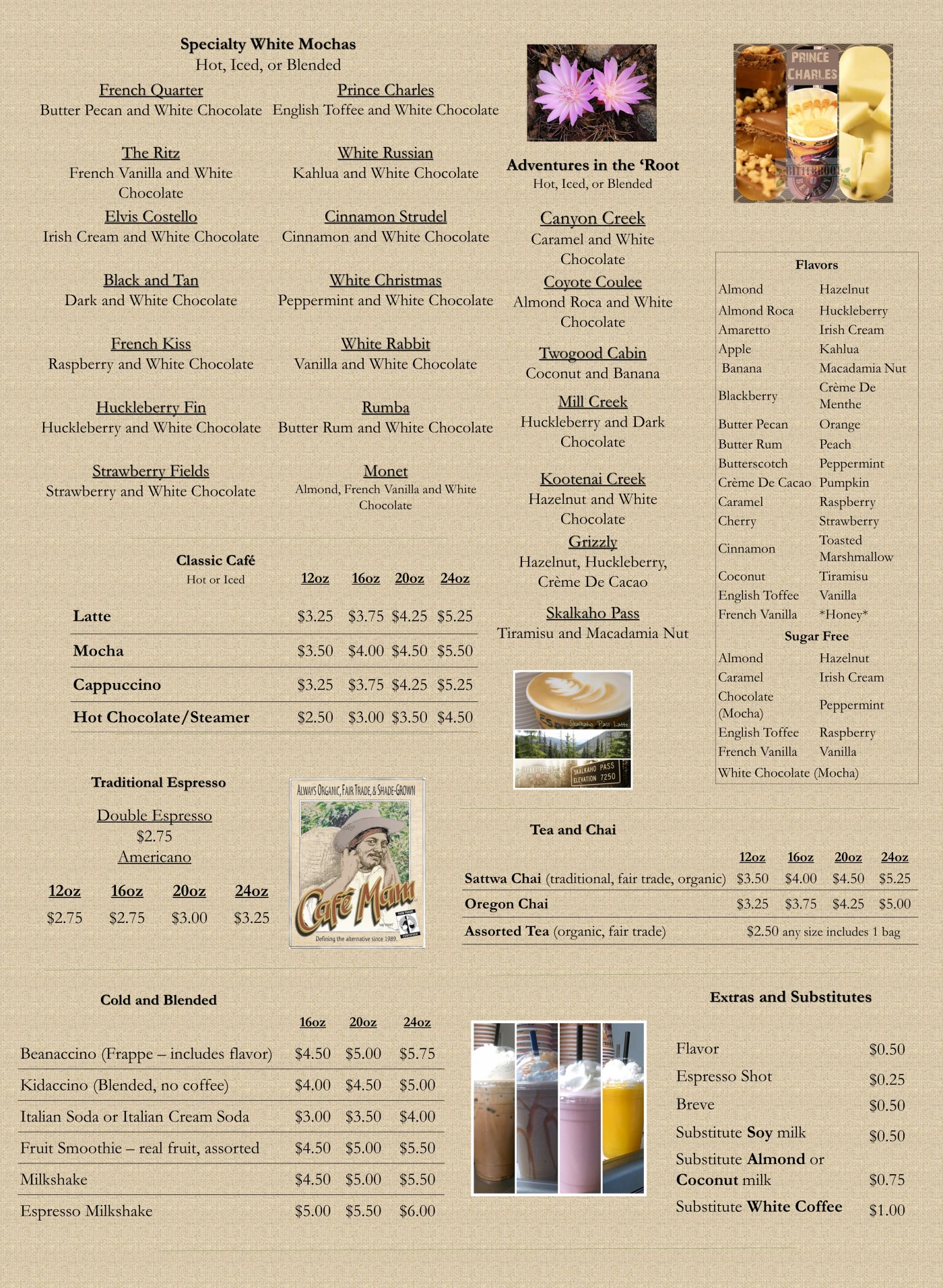 Bitterroot Beanery Menu