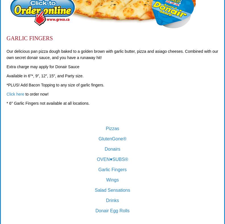 Greco Pizza Xpress Menu