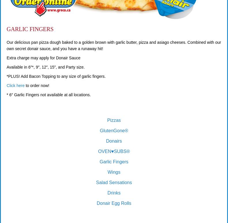Greco Pizza Xpress Menu