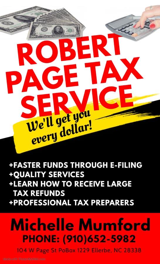 Robert Page Tax Payroll Services 104 Page St, Ellerbe North Carolina 28338