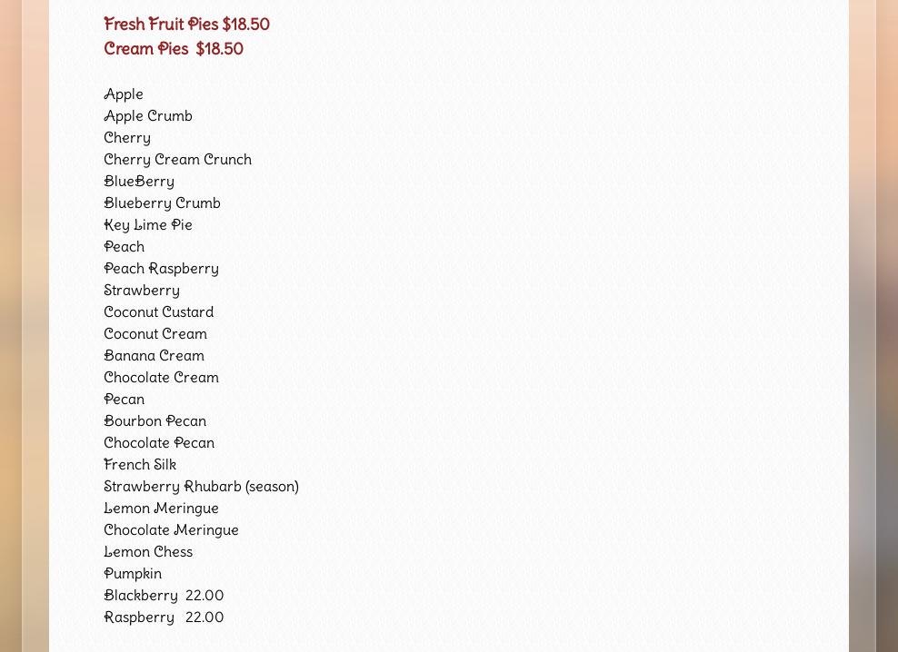 Icing on the Cakes Menu