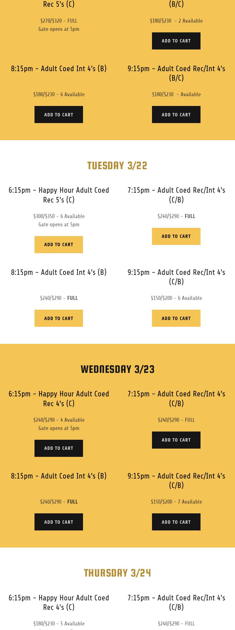 Mako Beach Volleyball Club Menu