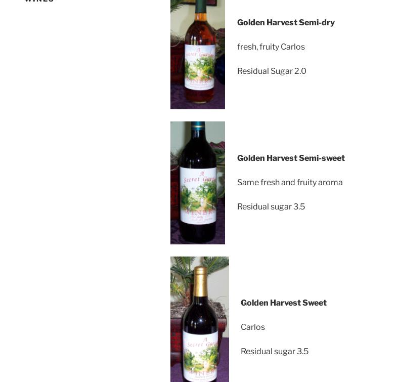 A Secret Garden Winery Menu