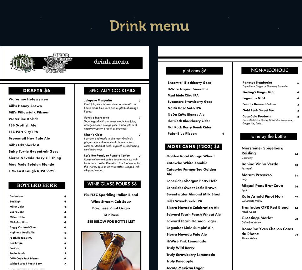 Lush Garden Bar Menu