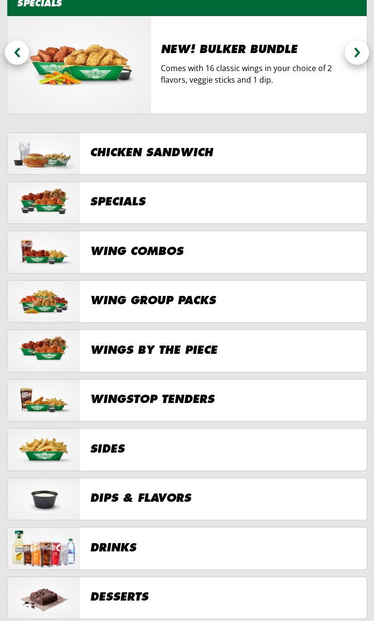 Wingstop Menu