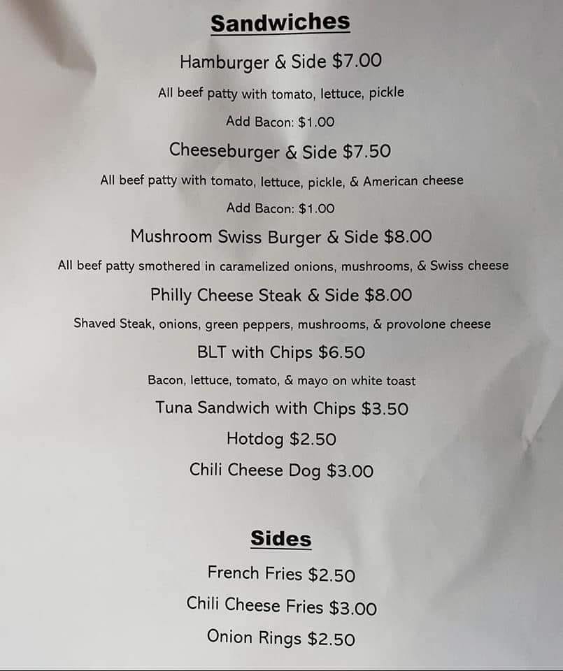 1St Avenue Lounge & Social Hall Menu