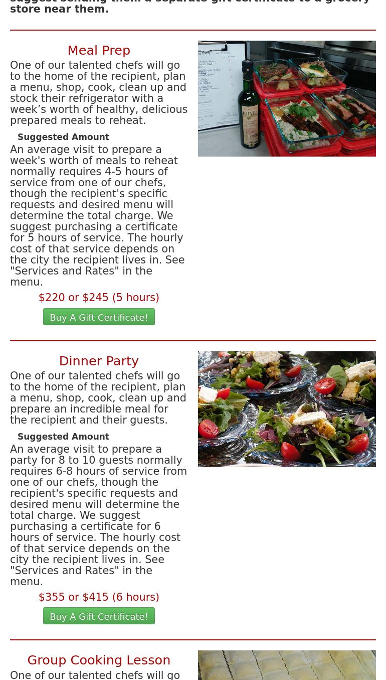 Friend That Cooks Personal Chef Service - Omaha Menu