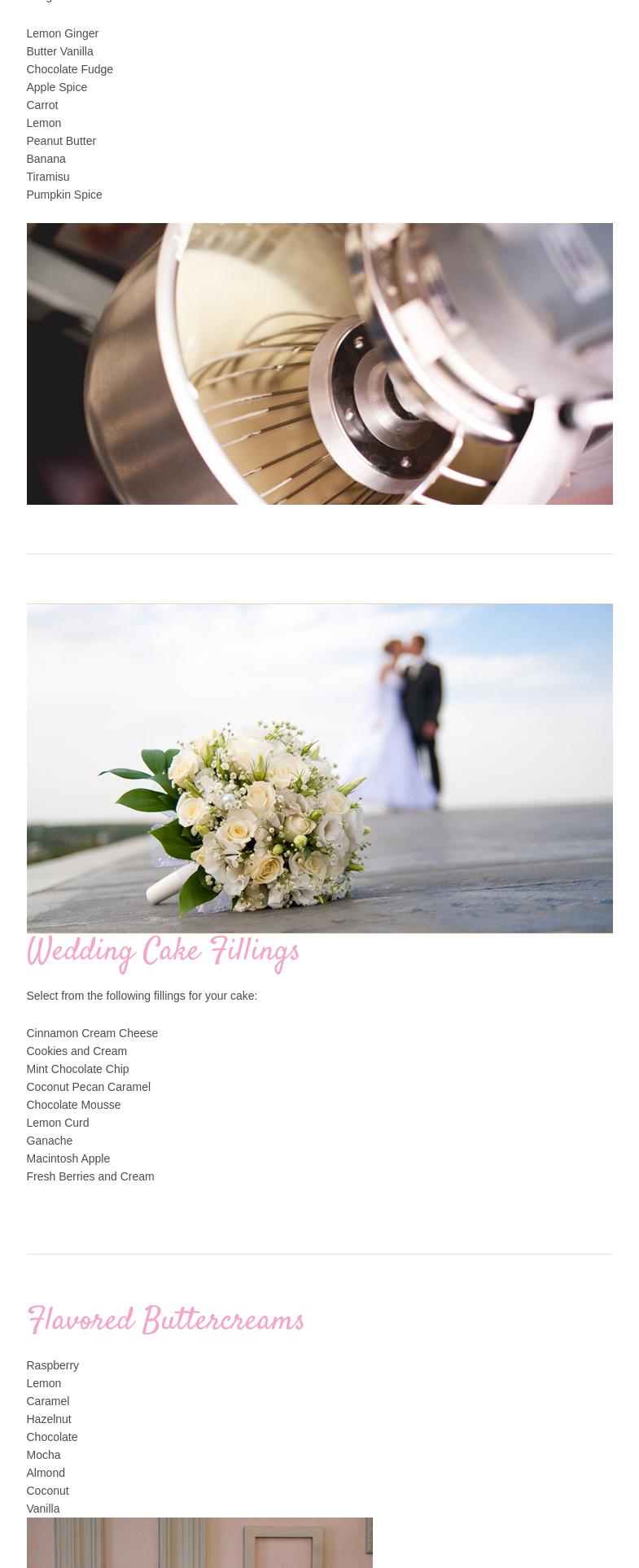 Chickadee Hill Cakes Menu