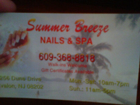 Summer Breeze Nails & Spa 3003 Dune Dr, Avalon New Jersey 08202