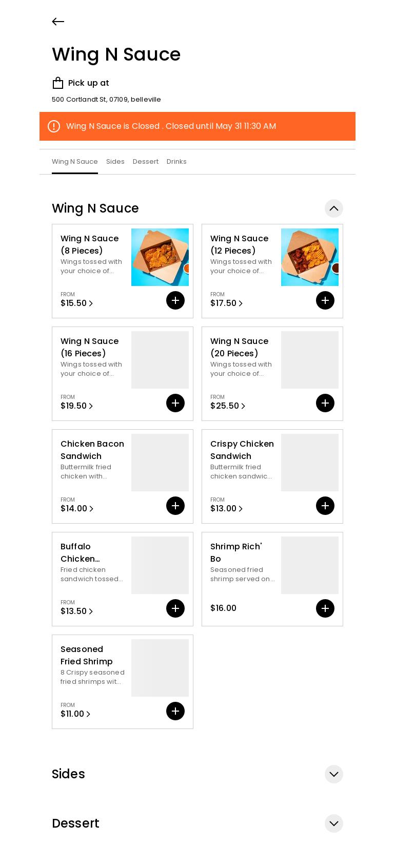Belleville Bites Menu