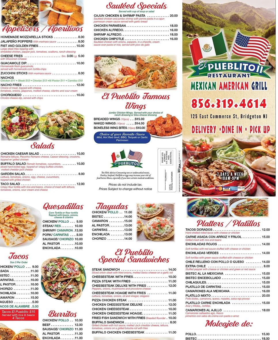 El Pueblito 2 Mexican American Grill Menu