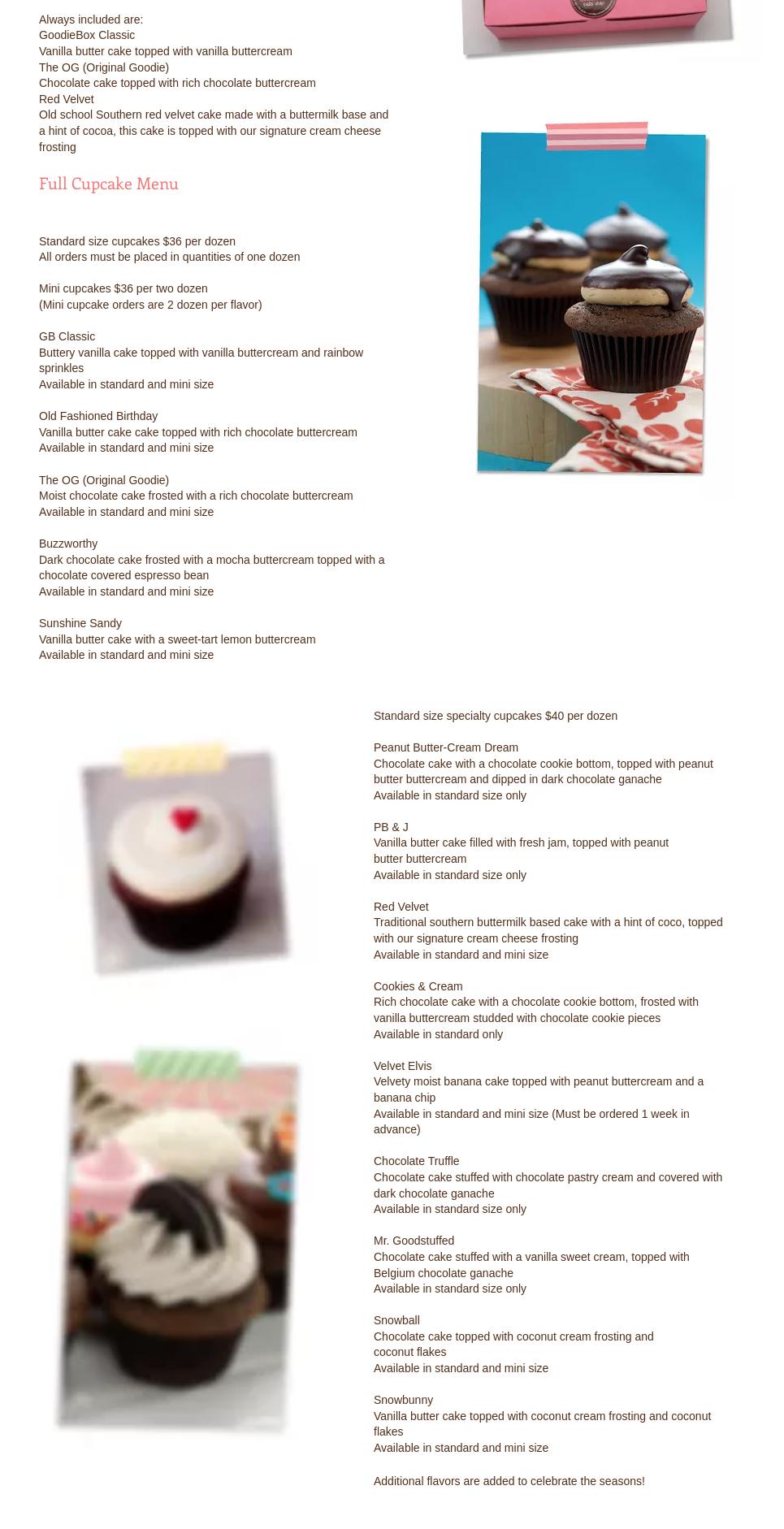 GoodieBox Bakeshop Menu