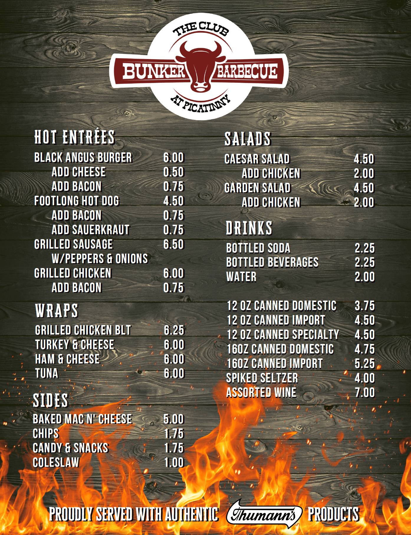 Bucky's Lakeside Cafe Menu