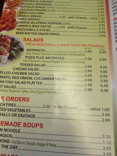 Pizza Plus Menu