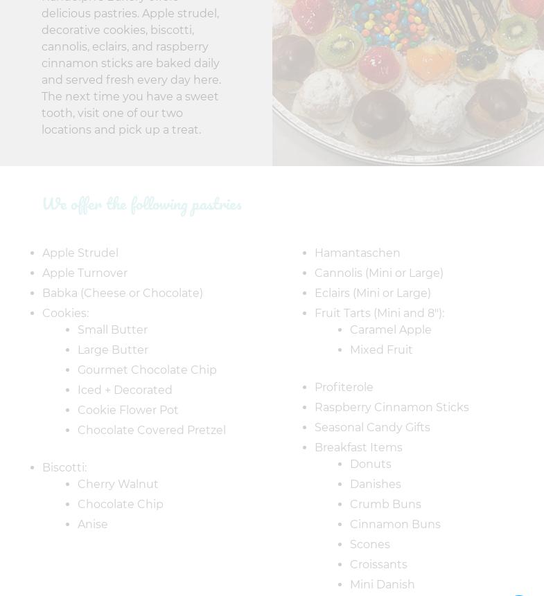 Randolph's Bakery Menu