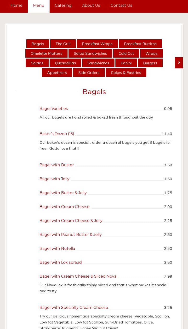 Howard's Bagels Menu