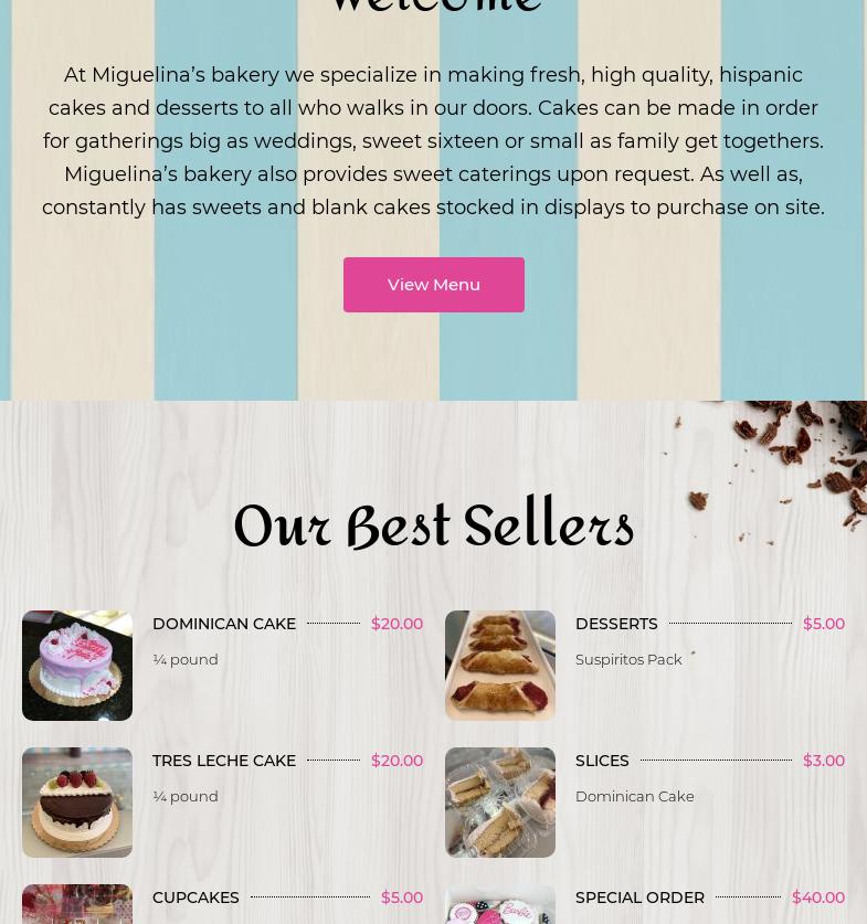 Miguelina’s Bakery Menu
