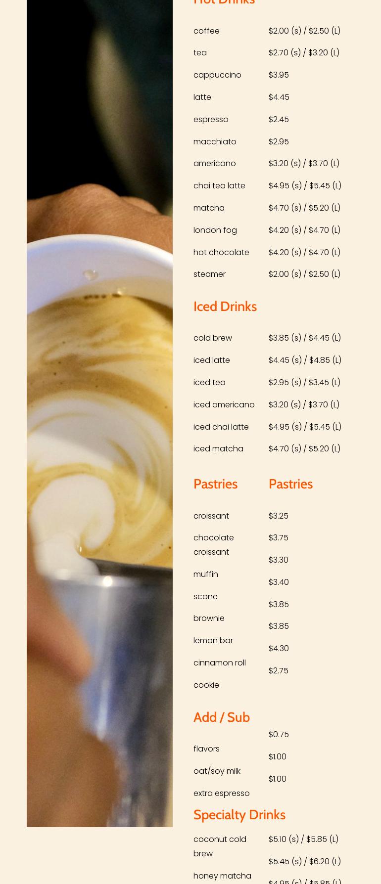 The Coffee Club Menu