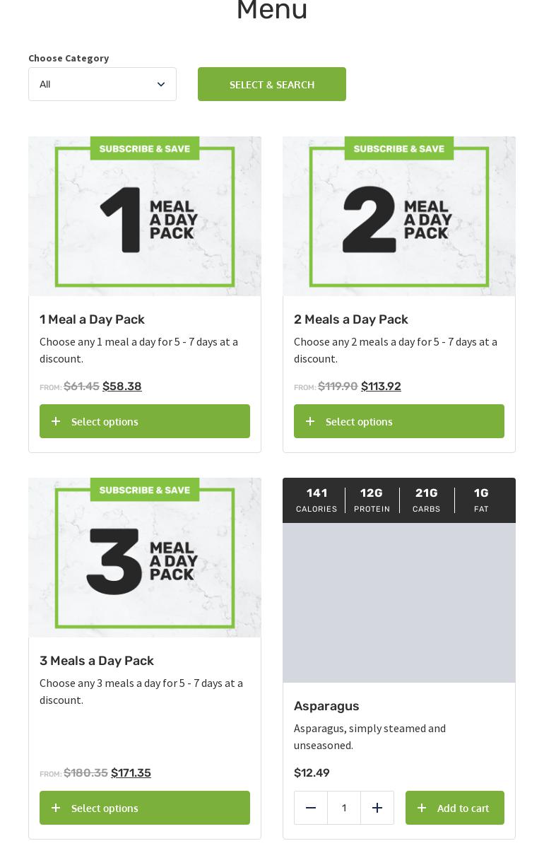 Clean Eats Meal Prep Menu