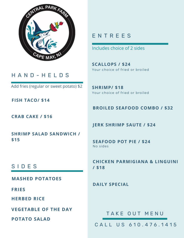 Central Park Farm Menu