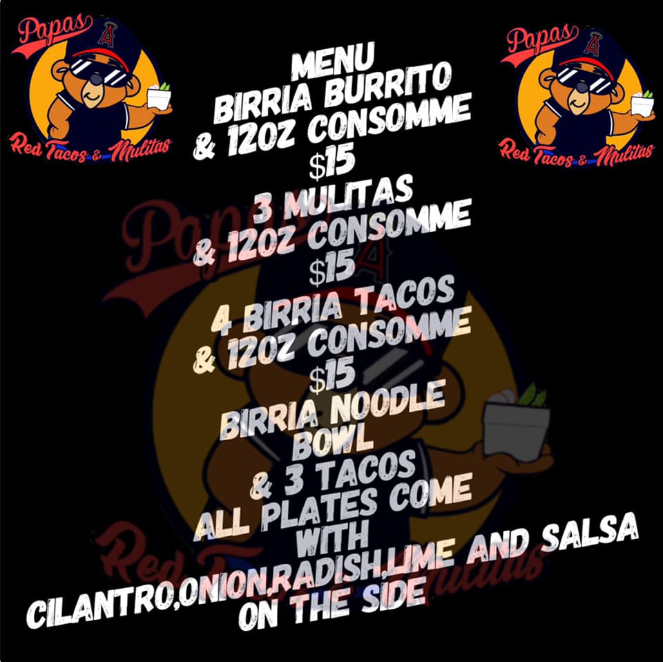 Papas red tacos Menu