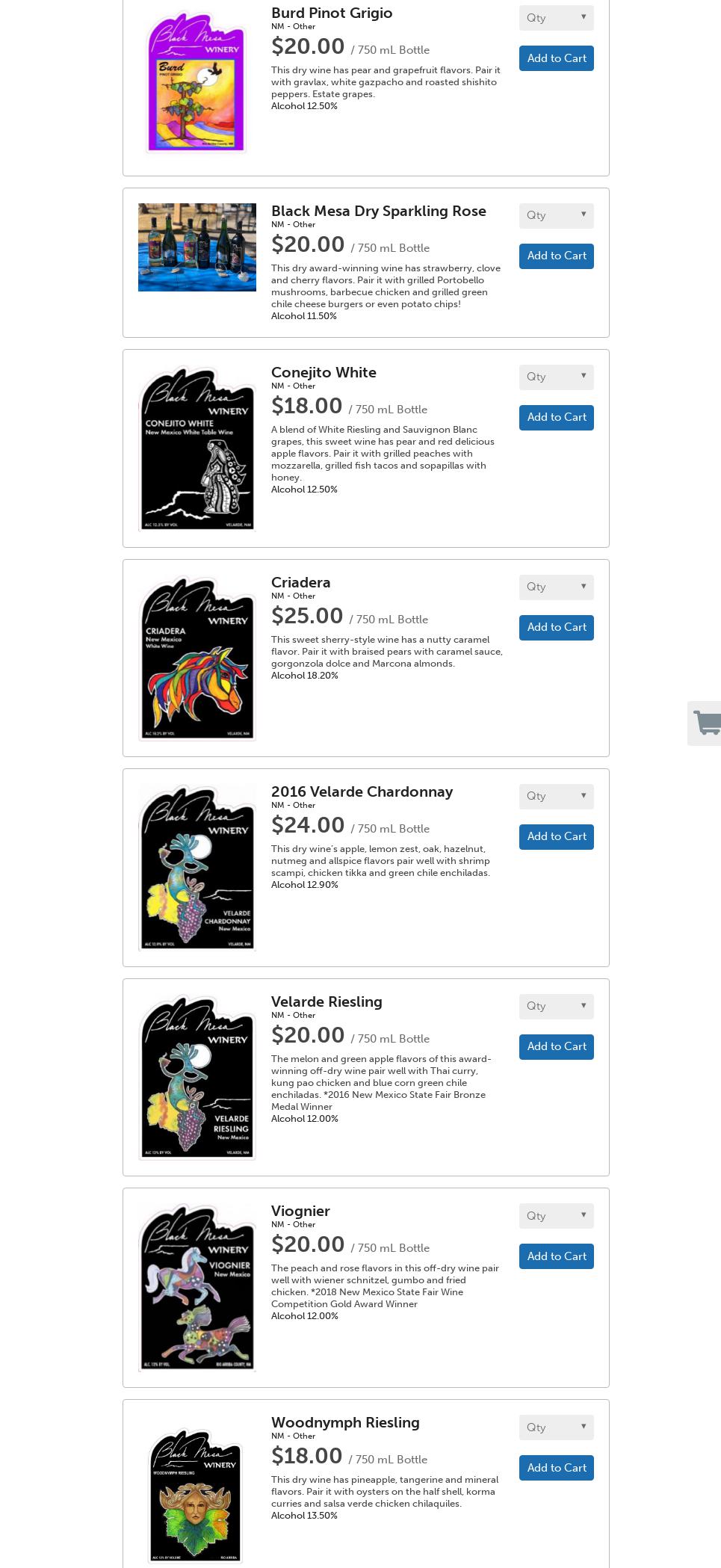 Black Mesa Winery and Cidery Menu