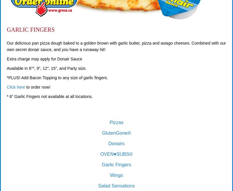Greco Pizza Xpress Menu