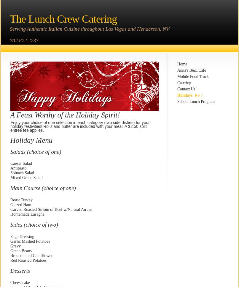 The Lunch Crew Catering Menu