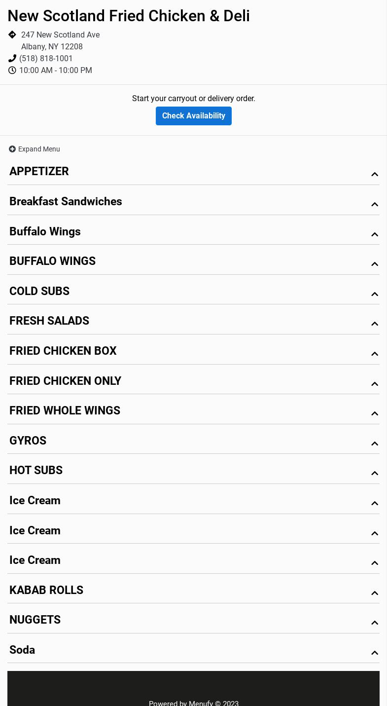 New Scotland Fried Chicken & Deli Menu