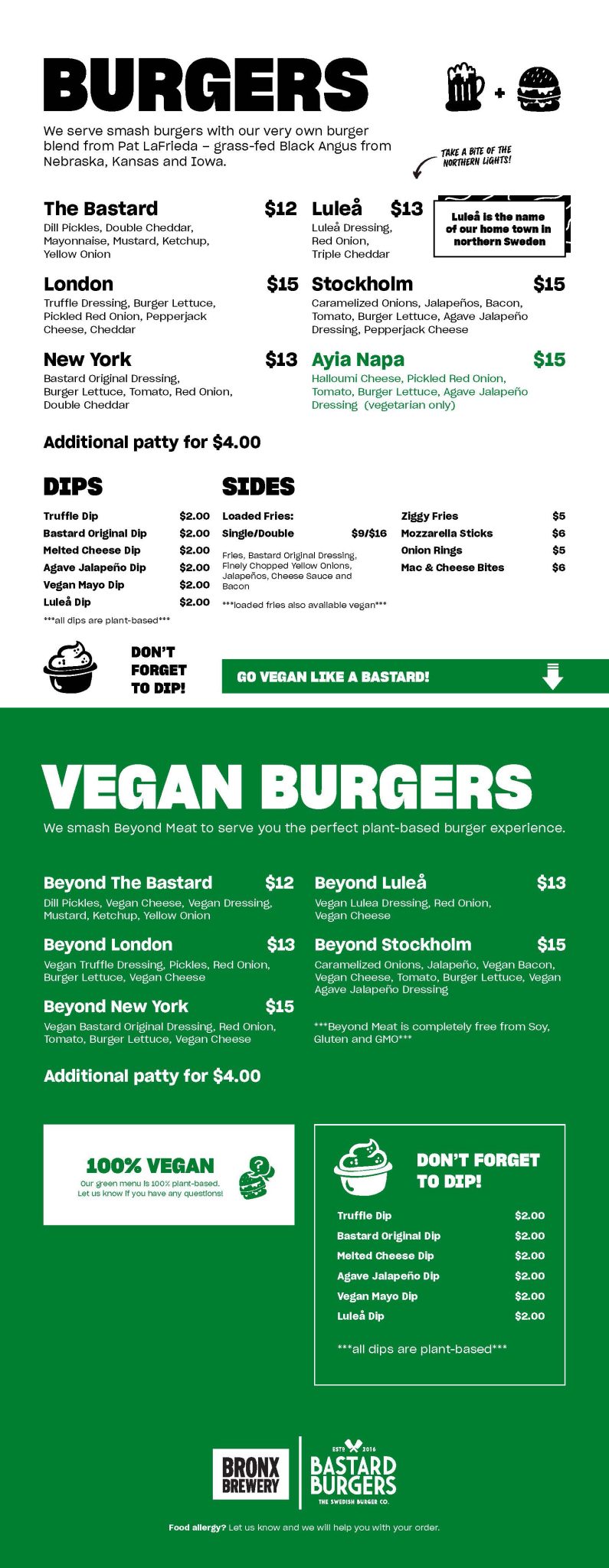 The Bronx Brewery & Empanology Menu