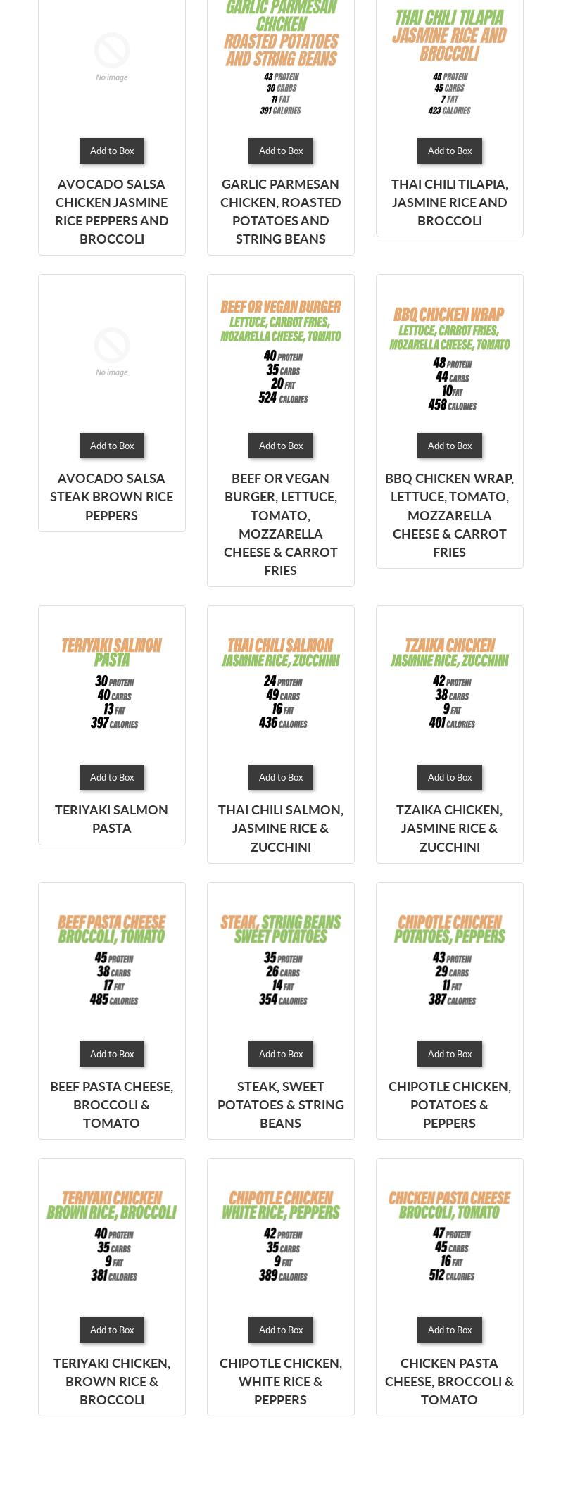 Dave's Meal Prep Menu