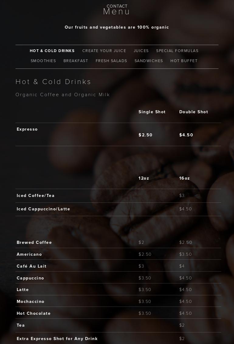 Greenpoint Natural Market Menu