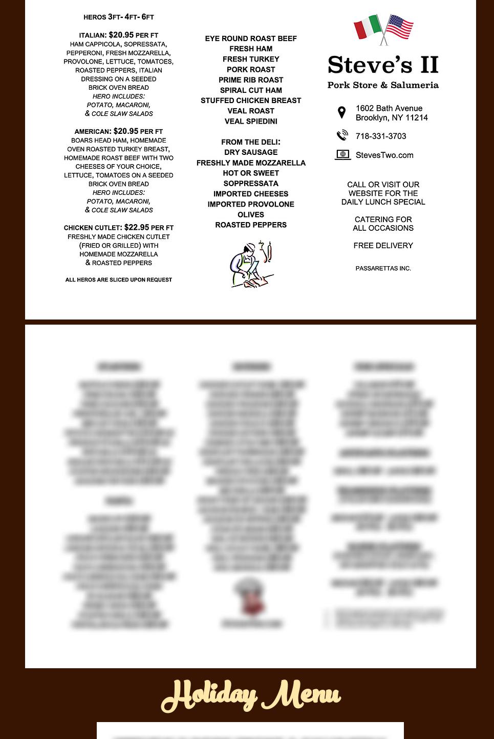 Steve's II Pork Store & Salumeria Menu