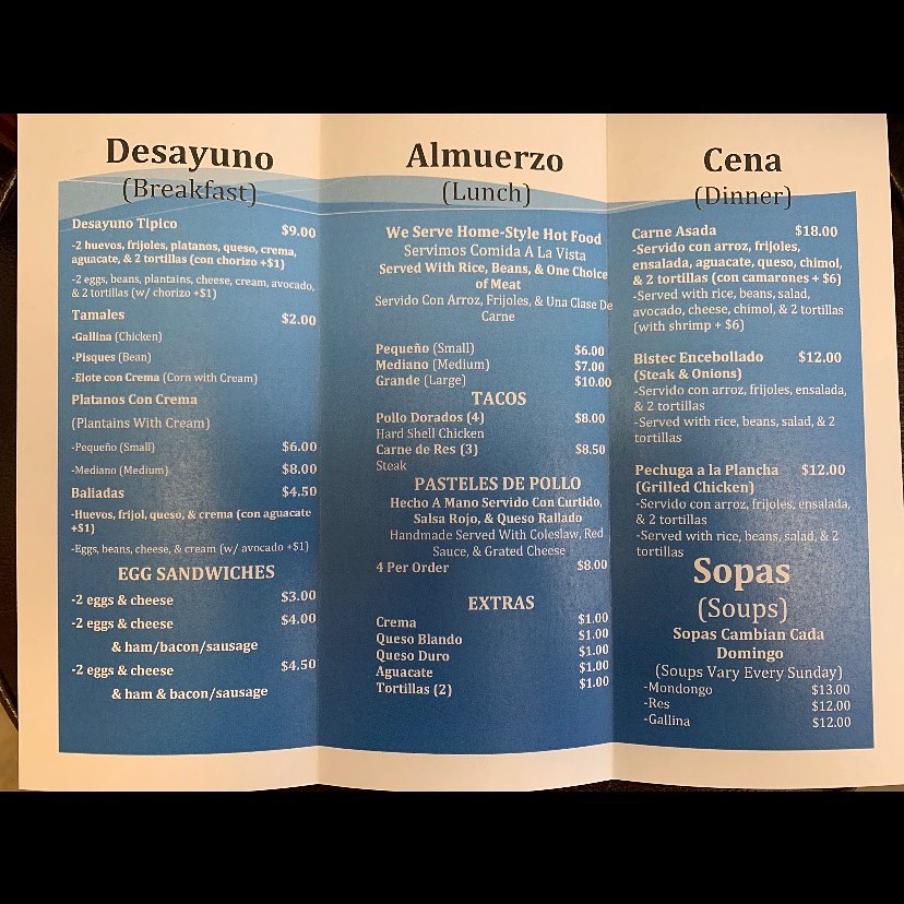 Deli Pupuseria Salvadoreña Menu