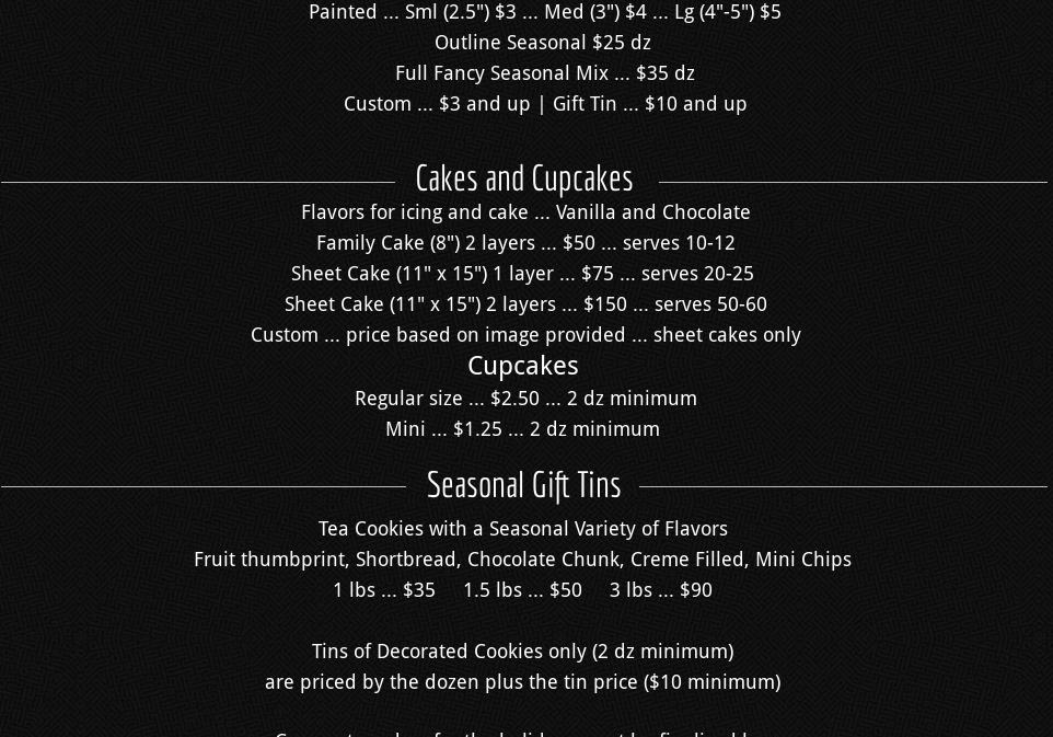 CBK Cookies Menu