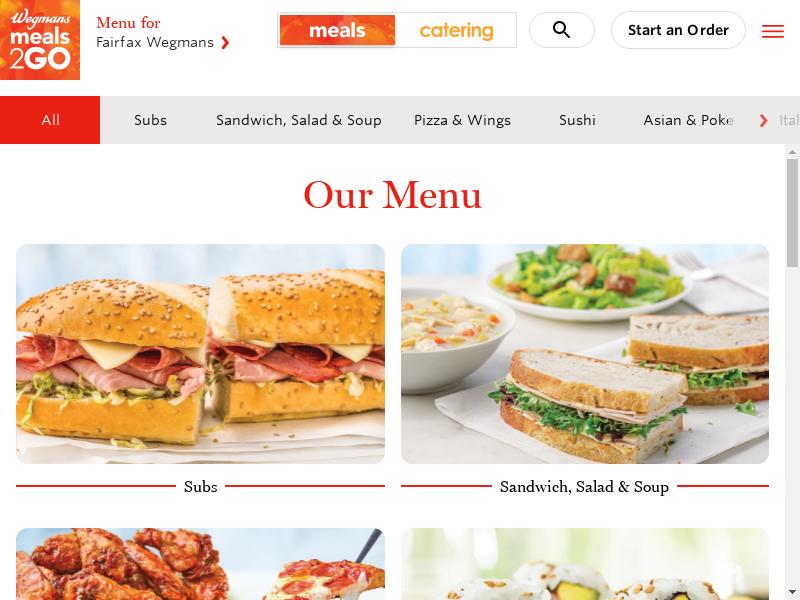 Wegmans Meals 2GO Menu